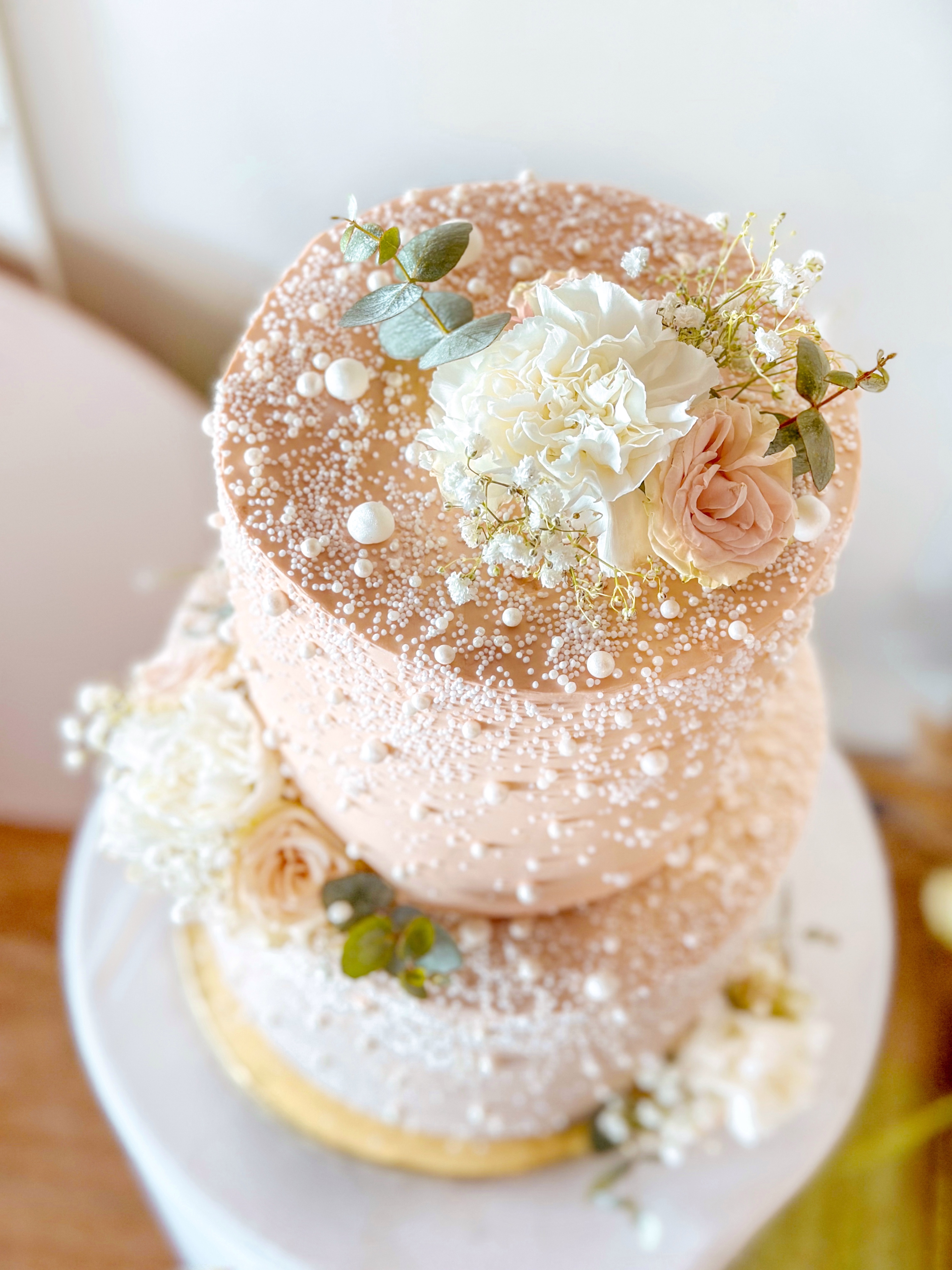 Wedding cake nude rose perles Sweet Cakes La Réunion